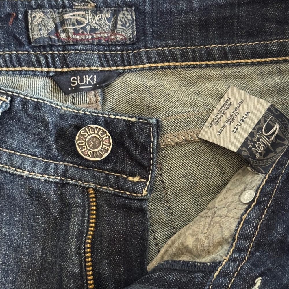 Silver Jeans Co Suki Mid Bootcut Jeans Dark Wash Fluid Denim Joga W32 L22 NEW - Picture 3 of 5